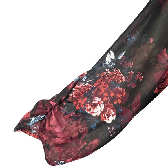 APT 9 X-Large Top Floral 3/4 Sleeve V-Neck Asymmetrical Hem Stretch Lined Multi - Picture 4 of 10